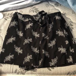 Black and white floral shorts